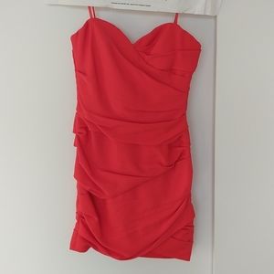 BCBGMAXAZRIA Strapless Red Cocktail Dress